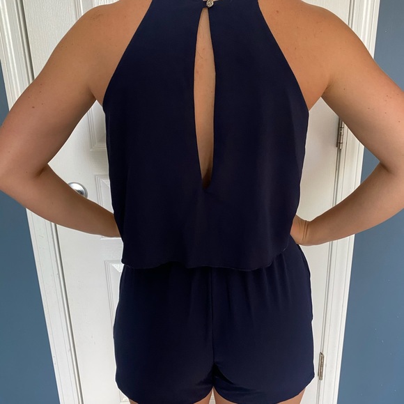 Navy Blue romper with keyhole back - Picture 6 of 6